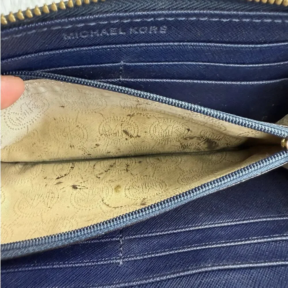 Michael Kors Navy Zip Around Wallet